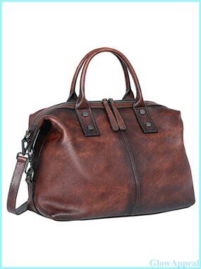 Vegetable Tanned Leather Satchel Handbag Shoulder Crossbody Purse